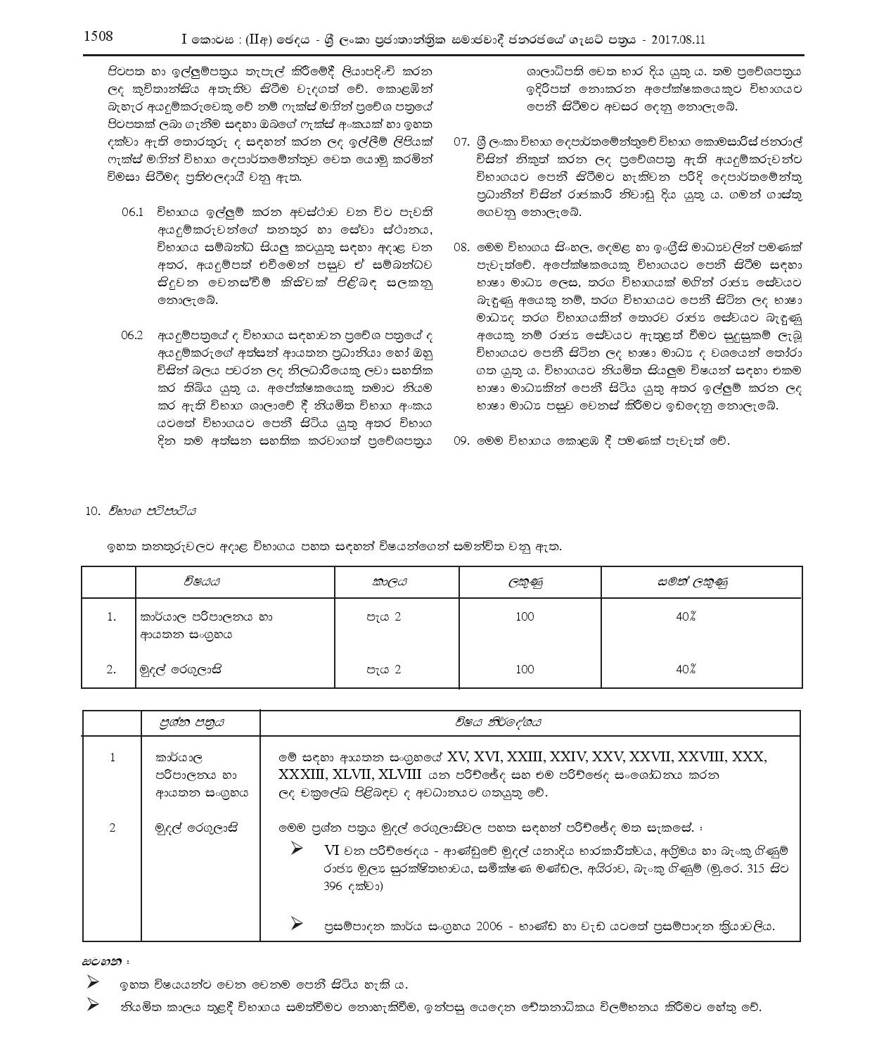 Second Efficiency Bar Examination for Grade I Statistical Officers 2013(2017) - Department of Census & Statistics